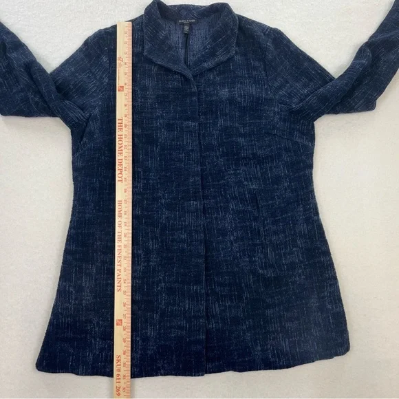 Eileen Fisher Woven Cotton Twist Blue Jacket Size 1X - Picture 6 of 8